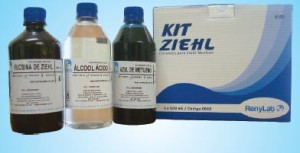 KIT DE COLORAÇÂO ZIEHL-NEELSEN com 3 Frascos de (Fucsina Fenicada,Álcool-Ácido,Azul de Metileno), 500ml