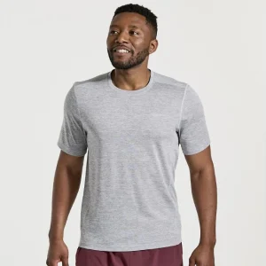 SAUCONY STOPWATCH SHORT SLEEVE LIGHT GREY HEATHER