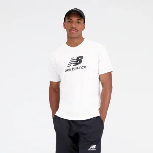 NEW BALANCE ESSENTIALS STACKED LOGO COTTON JERSEY SS T-SHIRT WHITE