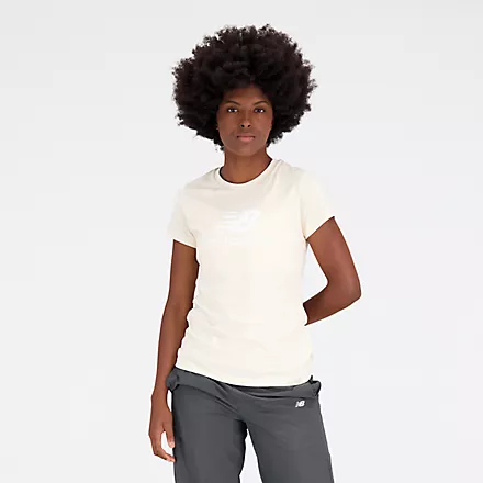 NEW BALANCE ESSENTIALS STACKED LOGO COTTON TEAM CREAM